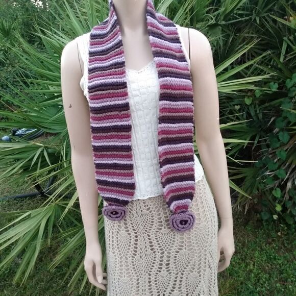 EUC SAN DIEGO HAT CO. Purple 100% Acrylic Girls Knit Scarf with Large Flower - Picture 2 of 10